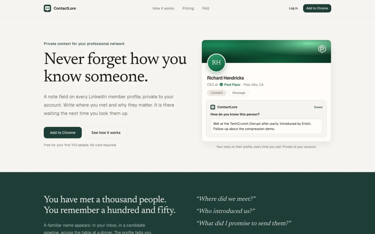 ContactLore home page